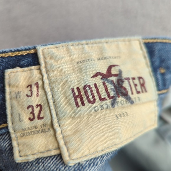 Hollister Jeans Mens 31x32 Blue Boomer Low Rise Slim Bootcut Denim Western - Picture 5 of 14